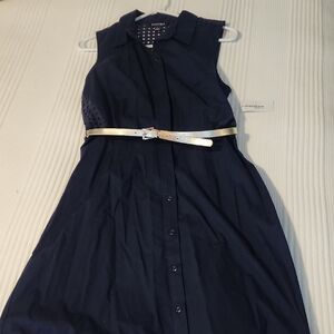 Roz & Ali Navy Midi Dress with Gold Belt